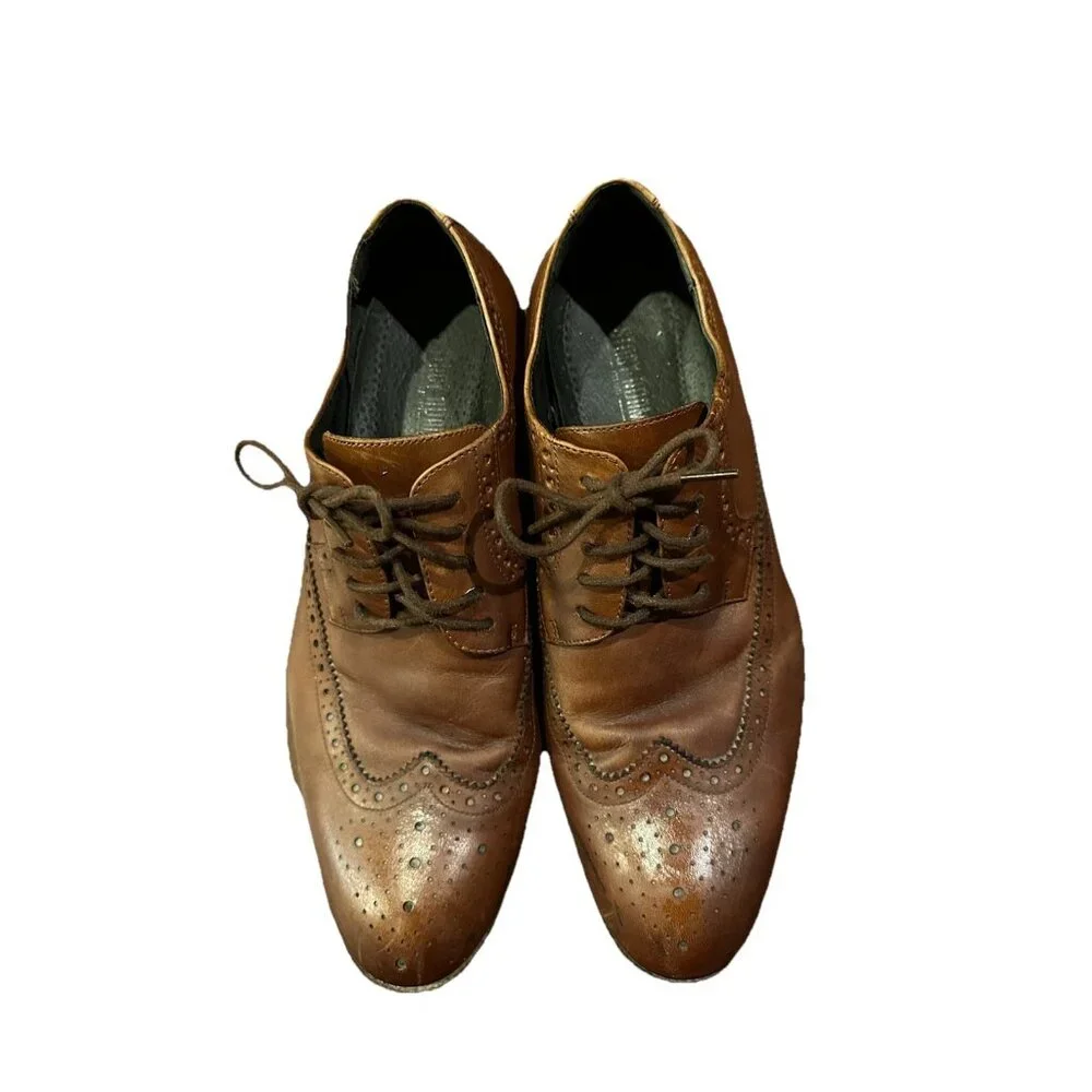 Stacy Adams Mens 8.5 Retro Garrison Wingtip Leather Oxfords Lace Up Dress Shoes